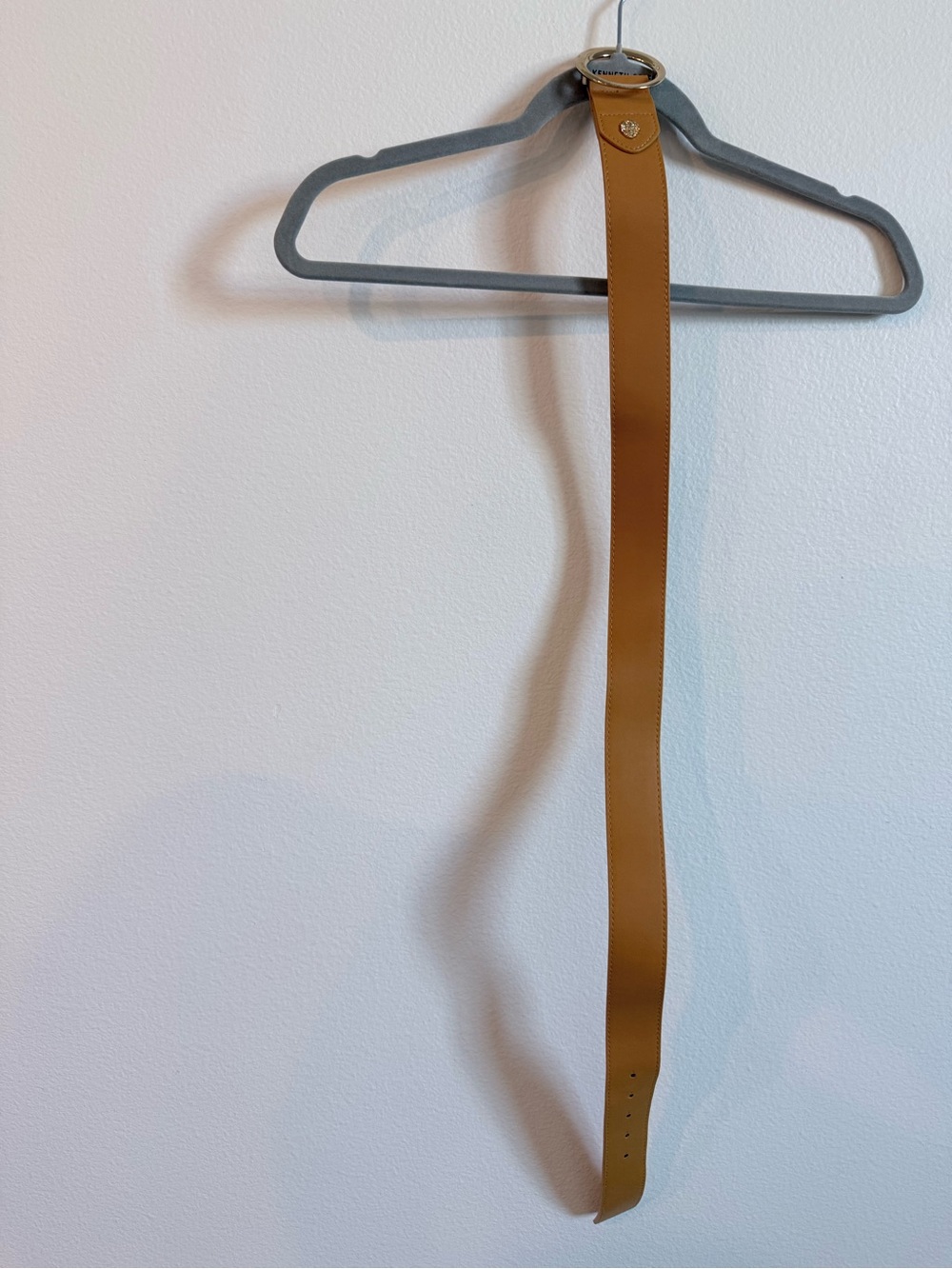 Kenneth Cole Tan Leather Loop Wall Hook with Gold Ring